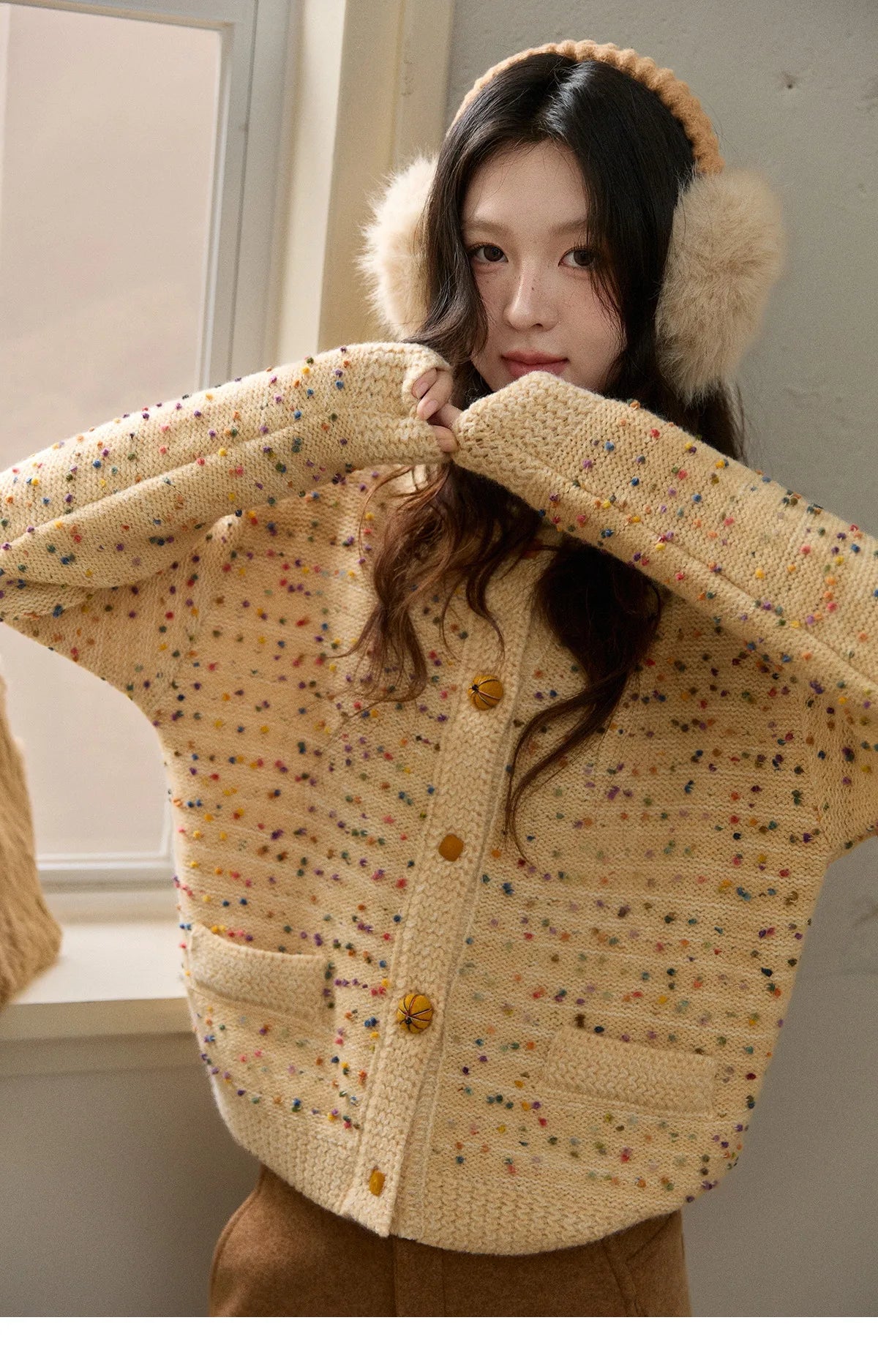 Mishow Colorful Yellow Arctic Fleece Cardigan MXE91Z2778
