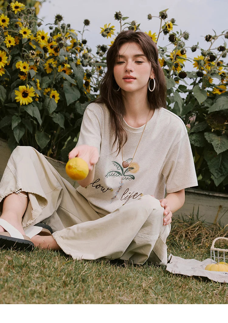 Mishow Coconut Tree Print Straight Tee MXE31T0520