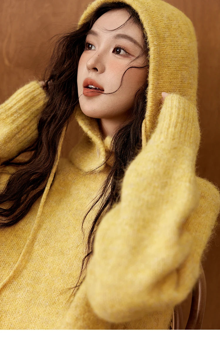 Mishow Hooded Neck Cozy Wool Pullover MXD59Z1123