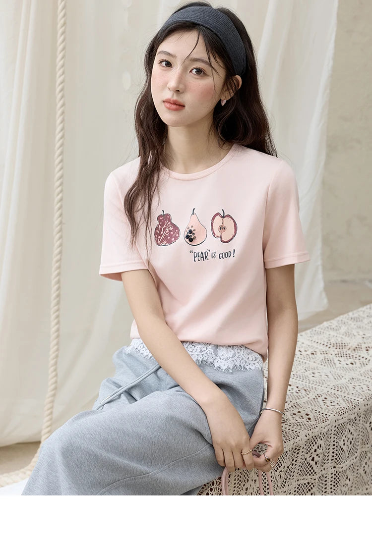 Mishow Cartoon Print Slim Office Tee MXE33T0500