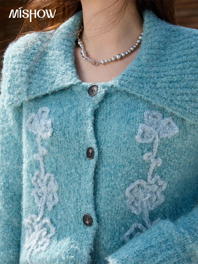 Mishow Retro 3D Floral Jacquard Lapel Cardigan MXE87Z2684
