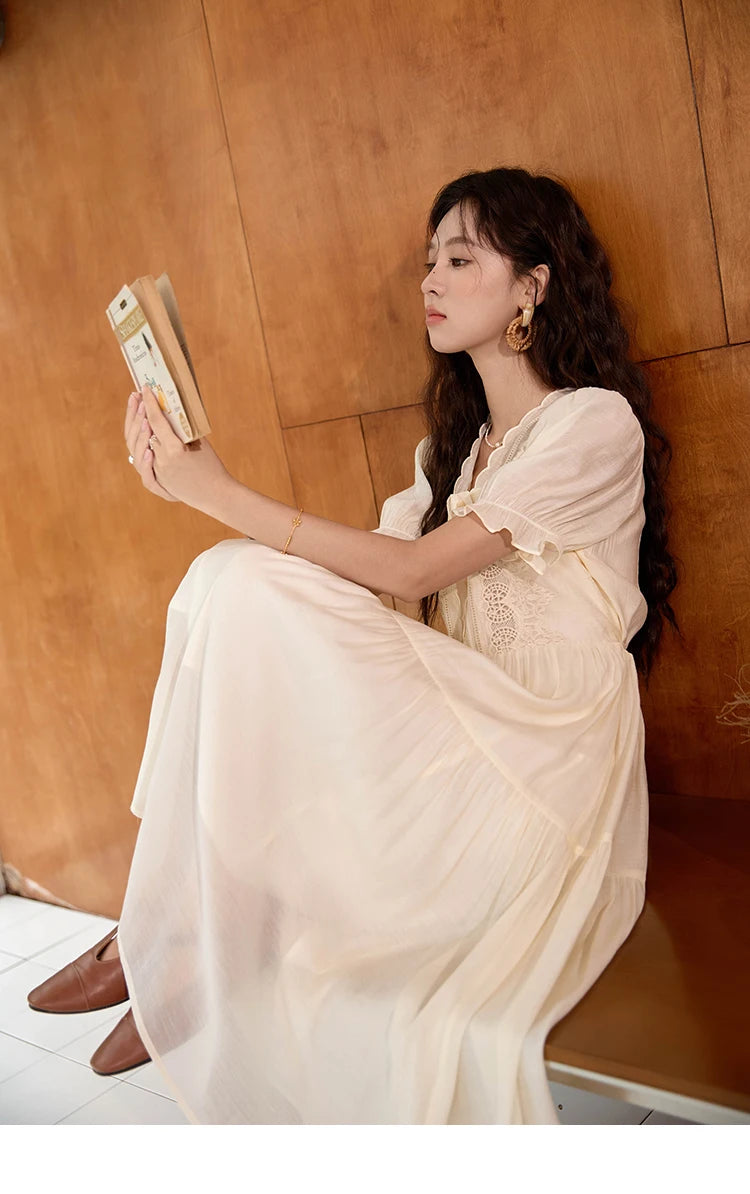 Mishow French Hollow Embroidery Fairycore Dress MXD31L1981