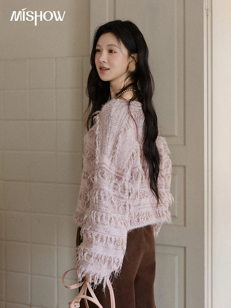 Mishow Tassel Bead Wool Blended Thick Sweater MXE90Z2822