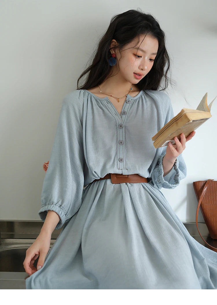 Mishow Half Sleeve Bamboo Knot Dress with Bohemian Belt MXE20L2468