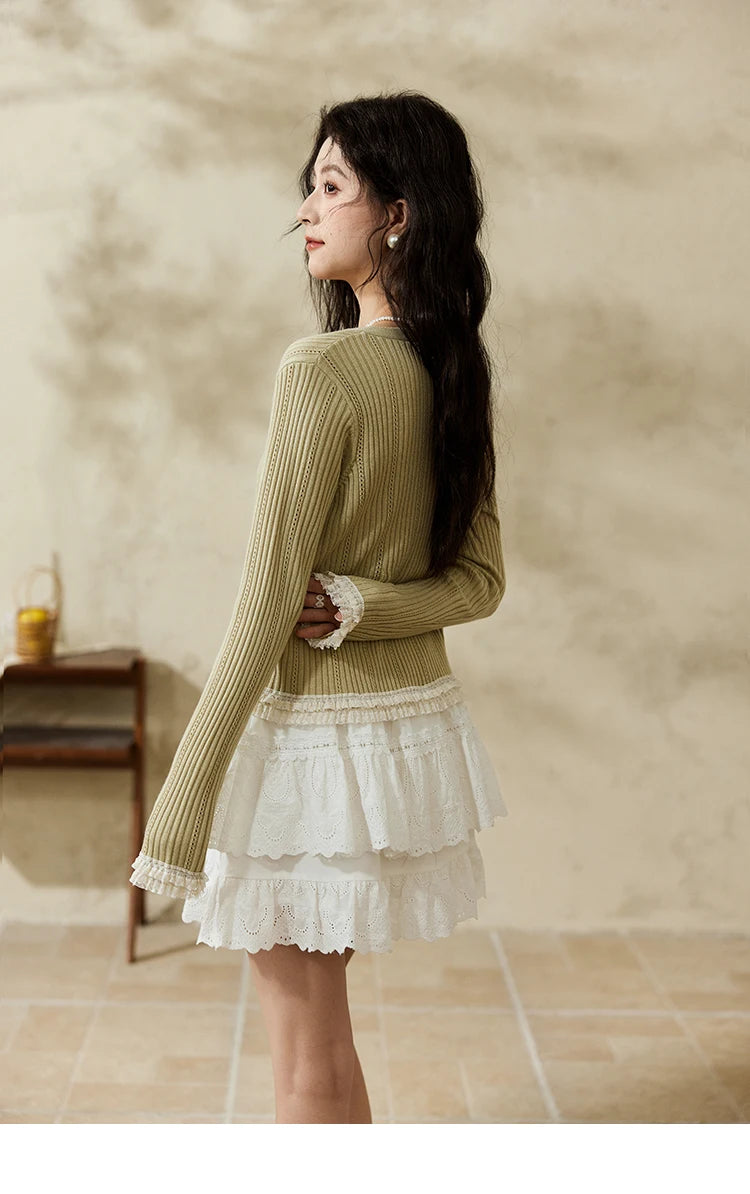 Mishow Macaron Hollow Hook Flower Lace Top MXE16Z1211