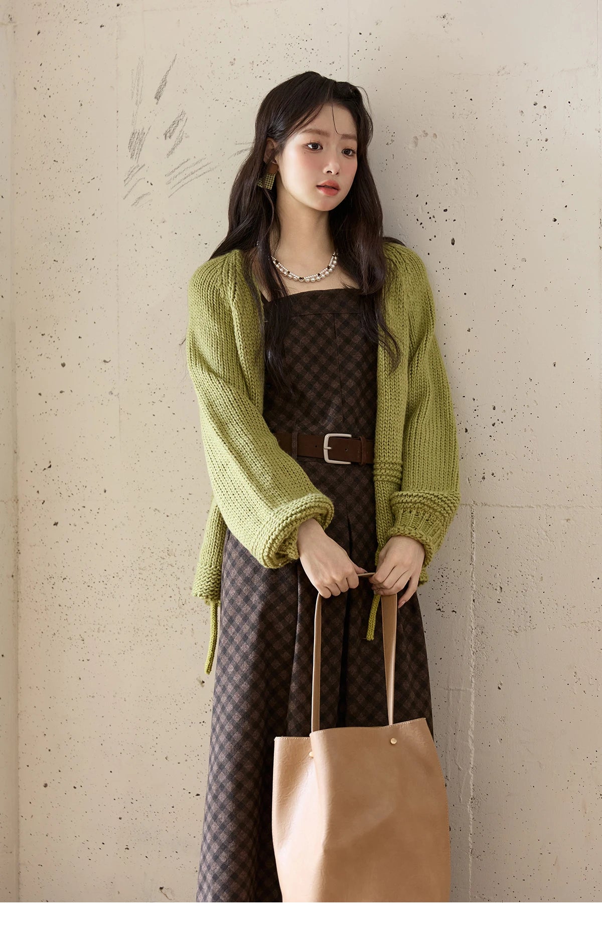 Mishow Plaid Sleeveless Square Collar Slip Dress MXE51L2538