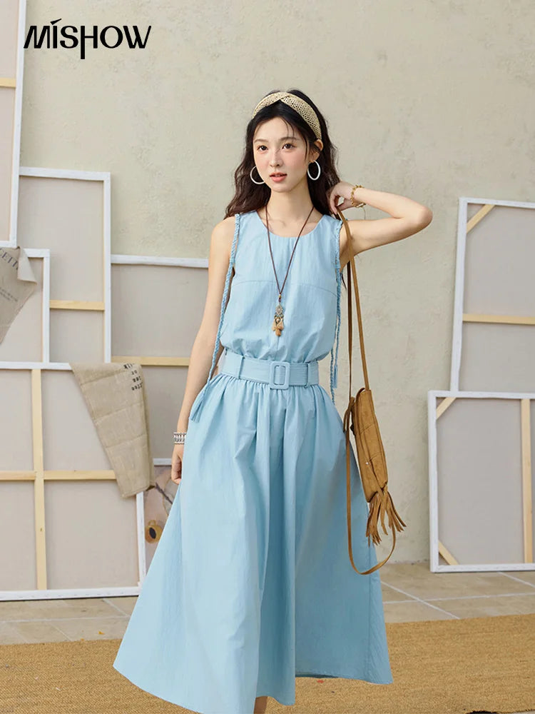 Mishow Hand Woven Fried Dough Twists Waist Belt Dress MXE34L2223