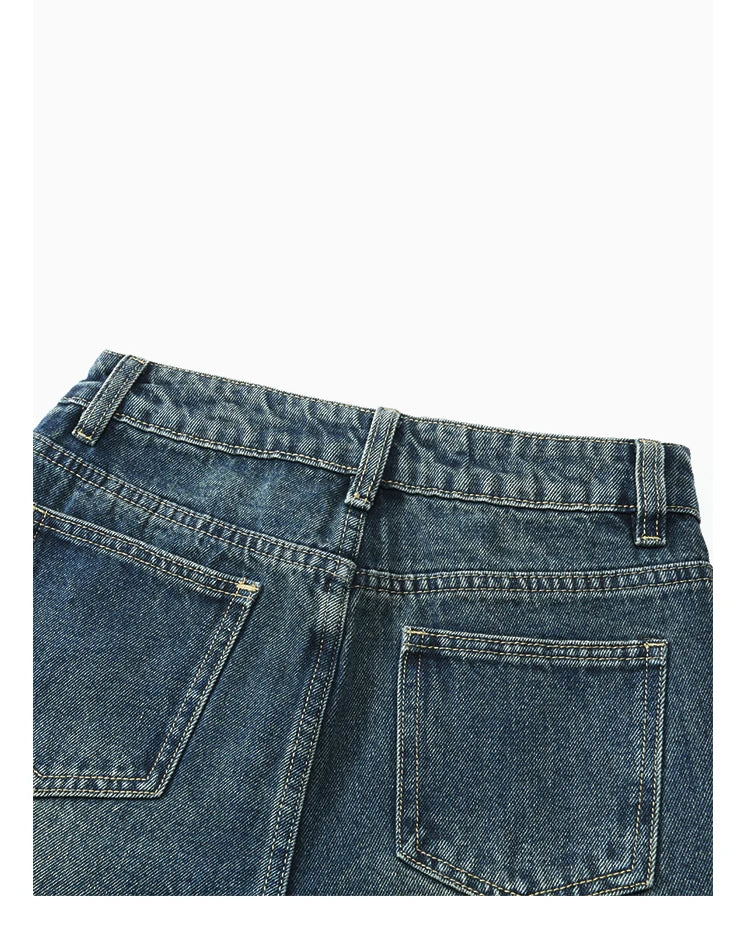 Mishow American Retro Wide Leg Jeans with Tassel Hem MXD12K0538