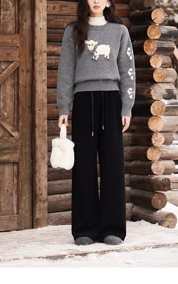 MISHOW High-Waist Wide Leg Pants Drawstring Thin MXD34K0824