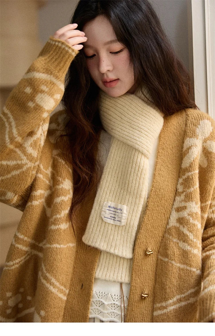 Mishow Yellow Jacquard Plant Pattern Cardigan MXE48Z2522