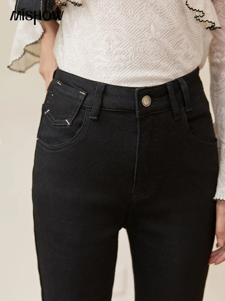 Mishow Vintage Black High Waist Flared Jeans MXE51K1098