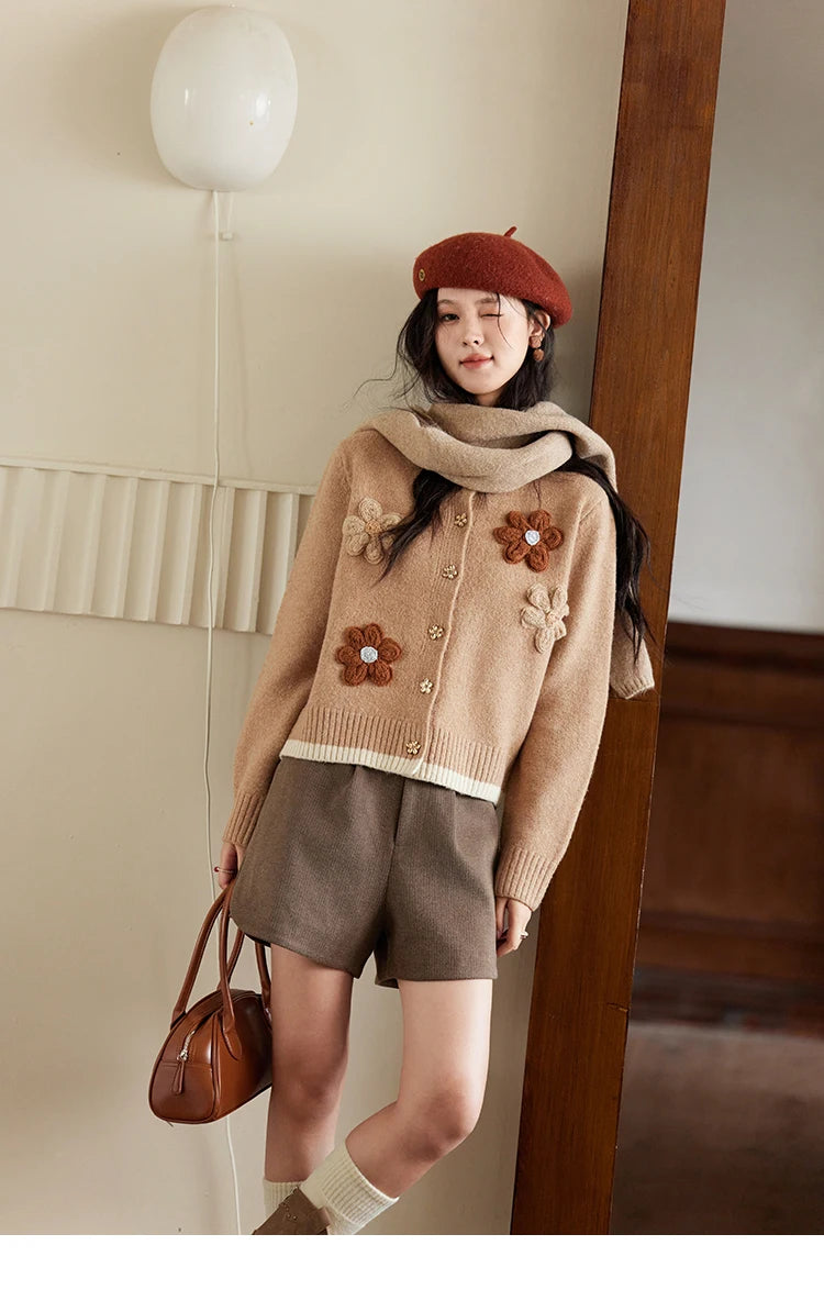 Mishow Flower Pattern Color Clash Metal Button Cardigan MXD56Z0919