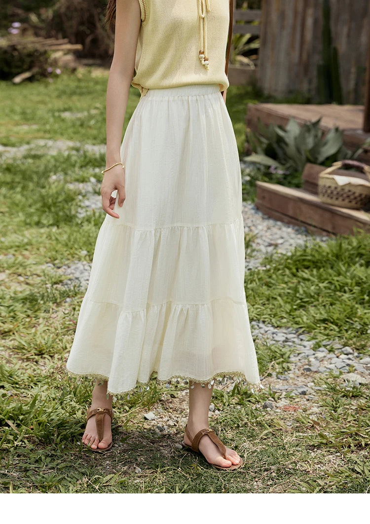 MISHOW Elastic Waist Shell Webbing A-Line Skirt Slimming MXE33B0708