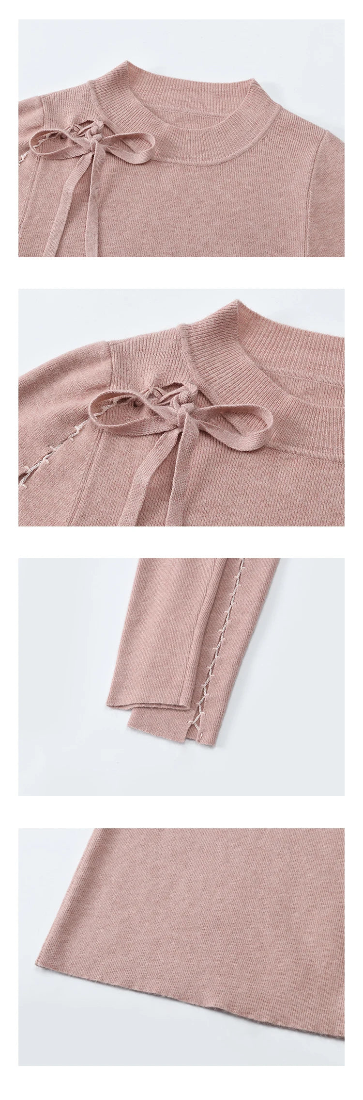 Mishow Hollow Tie Design Bottoming Knit Sweater MXD45Z0766