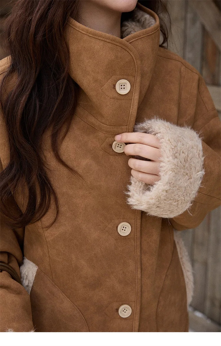MISHOW Double Sided Lamb Wool Coat Lapel Pockets MXE91W1015
