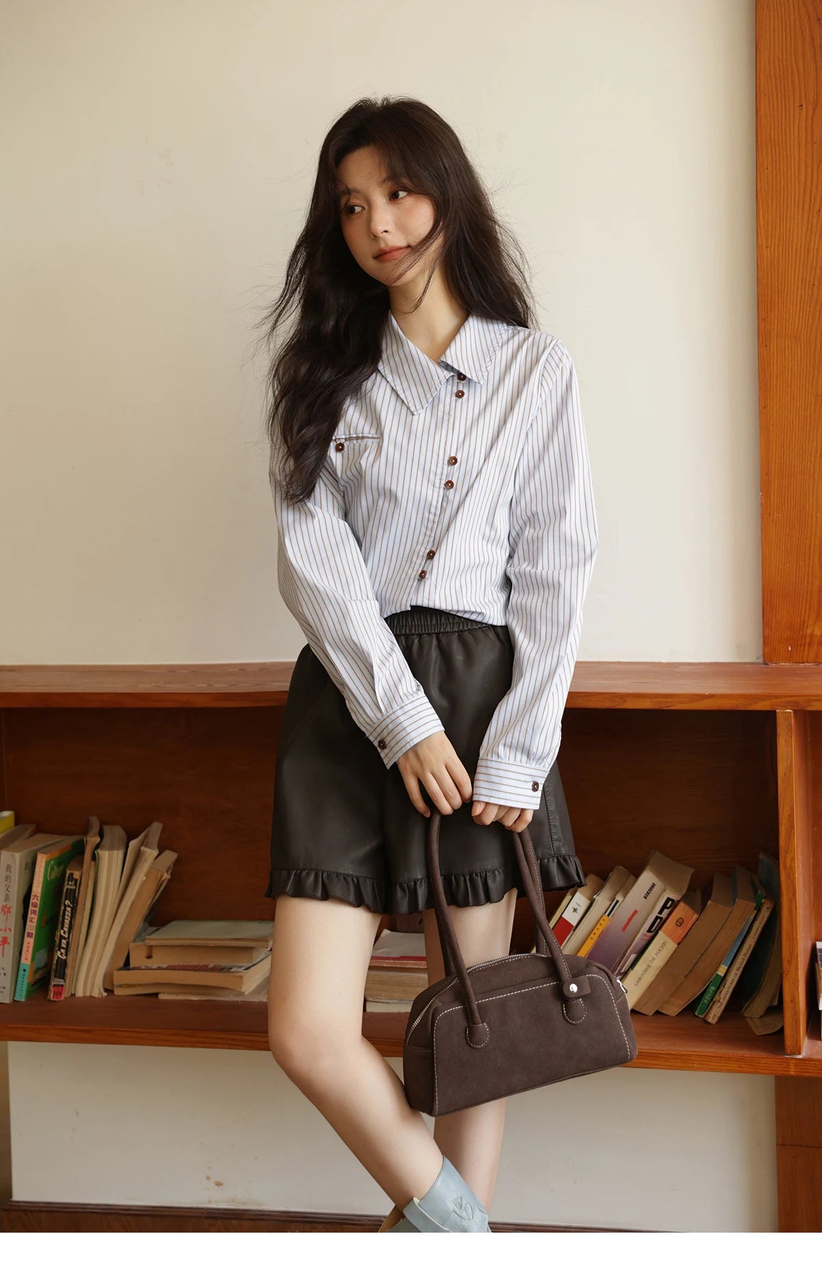 MISHOW Striped Asymmetric Shirt Vintage Loose Long Sleeve MXE42C2375