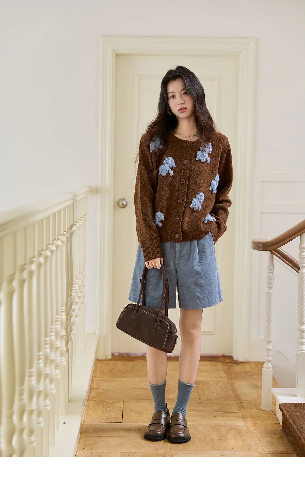 Mishow Lamb Jacquard Round Neck Cardigan MXE48Z2571