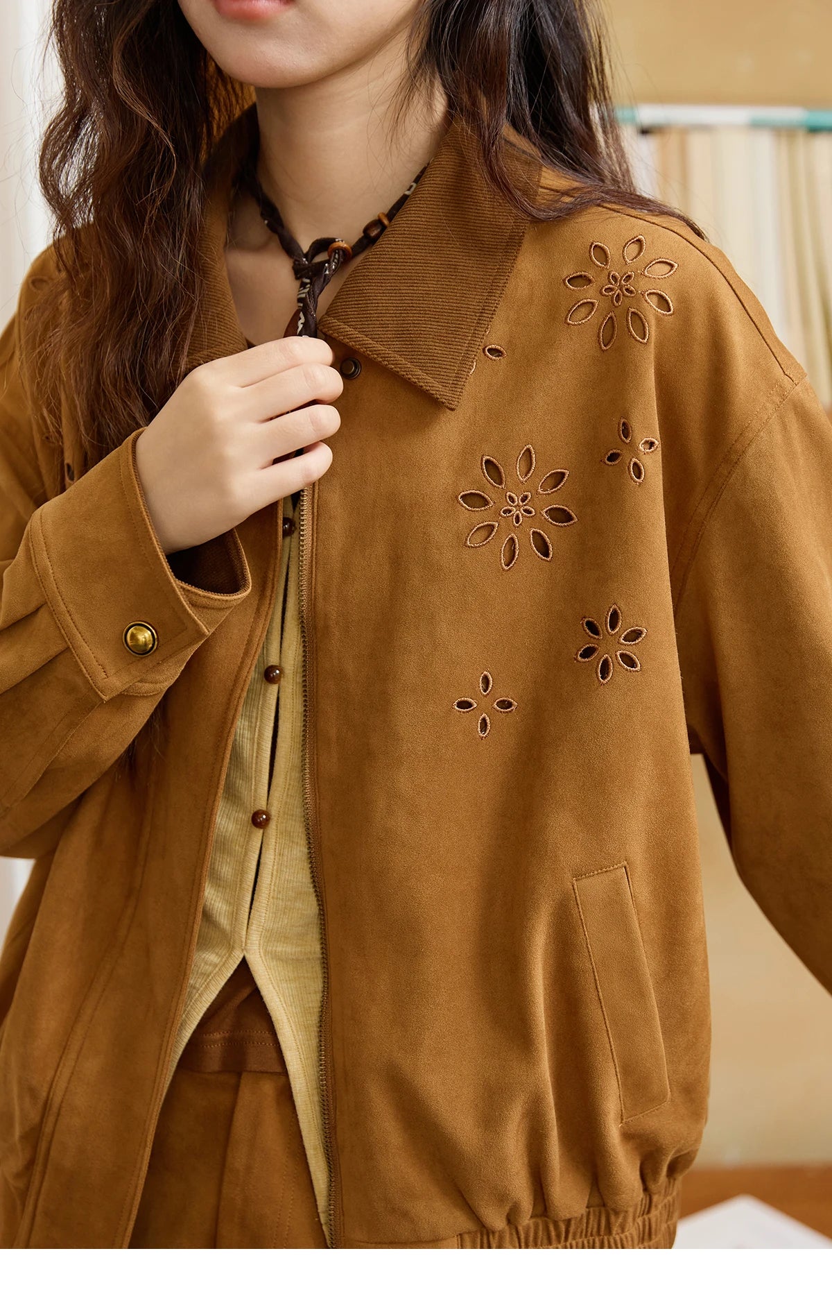Mishow Retro Corduroy Cutout Jacket & Mini Skirt Set MXE47T0745