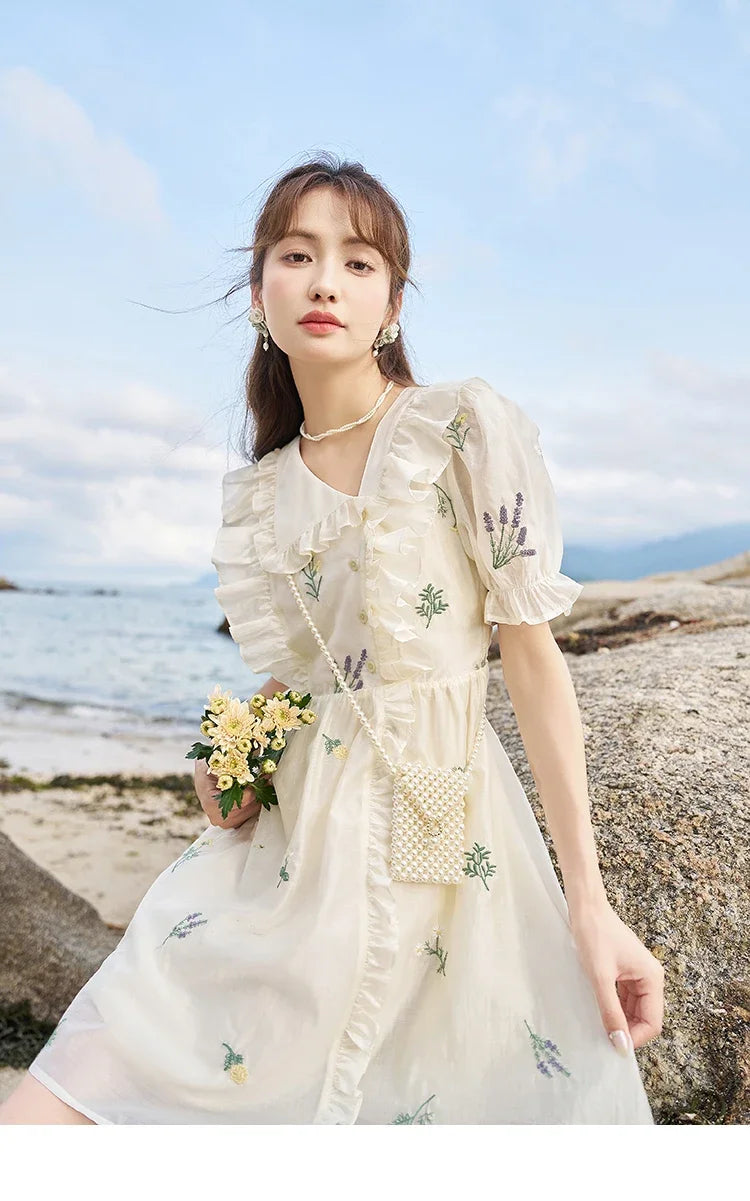 Mishow Fairycore Floral Flare Sleeve Ruffled Dress MXC38L1518