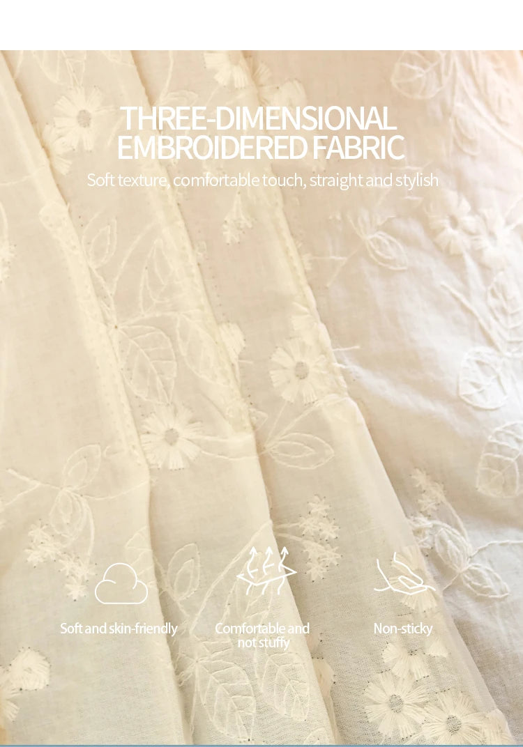 MISHOW Embroidery Cotton Shirt Puff Sleeve Button MXE39X1979