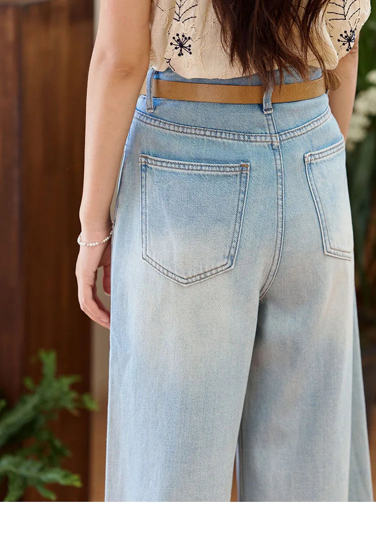 Mishow Denim Blue Lace Straight Leg Jeans MXE35K0947