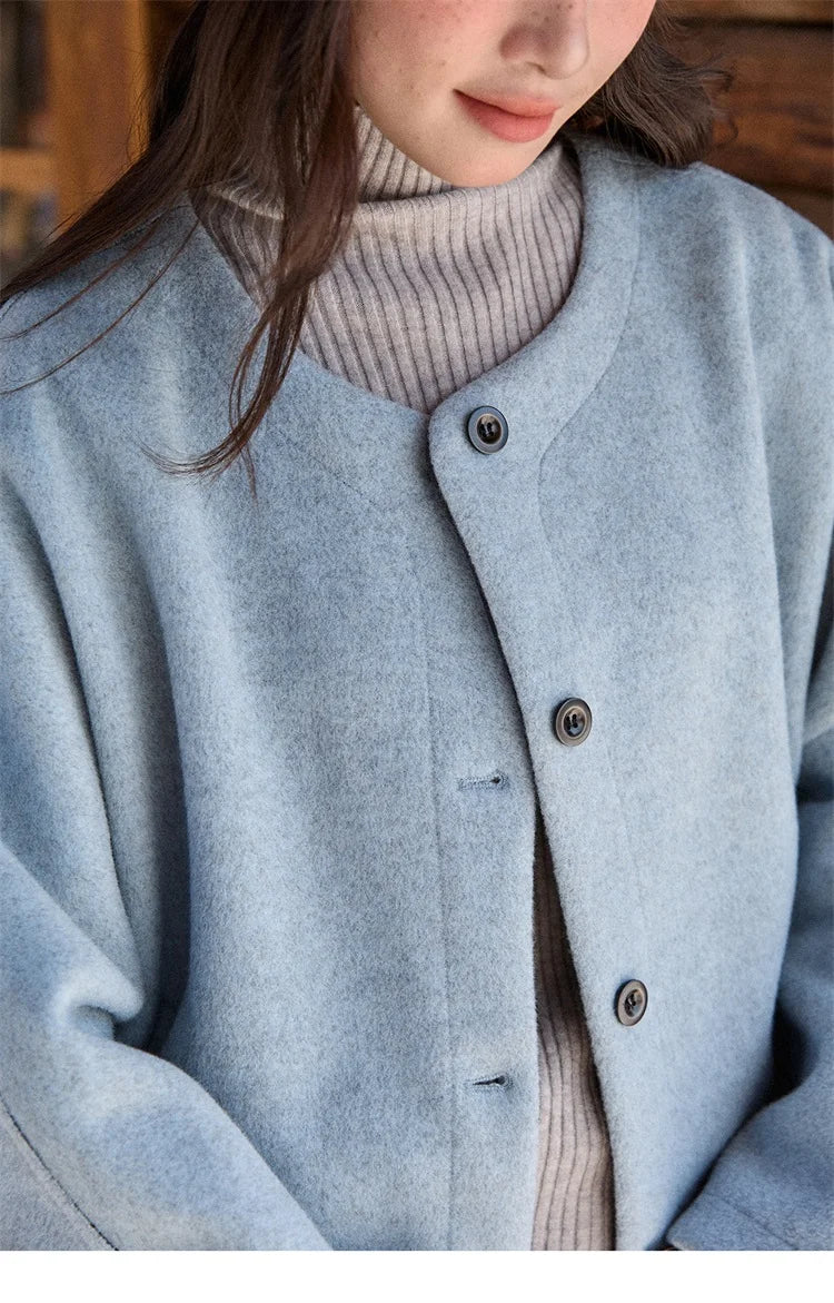 Mishow Blue Wool Coat with Shawl MXE87W0943