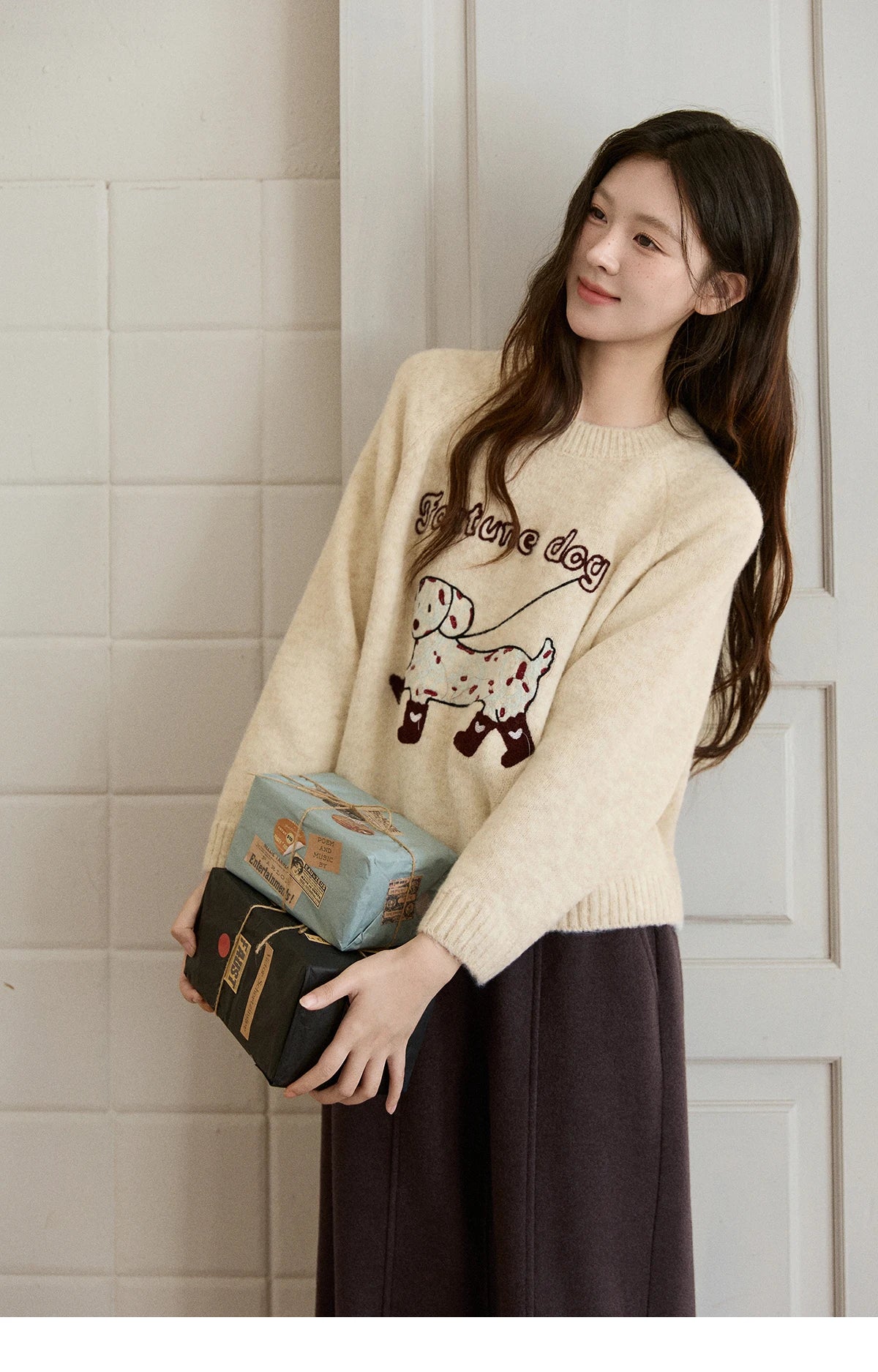MISHOW High Waist Wide Leg Pants Fleece Warm Knit MXE92K1127