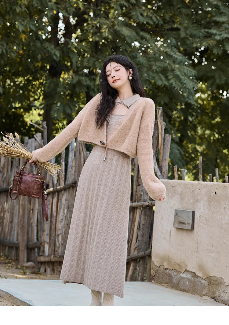 Mishow Imitation Mink Fur Knitted Dress MXD45L2043