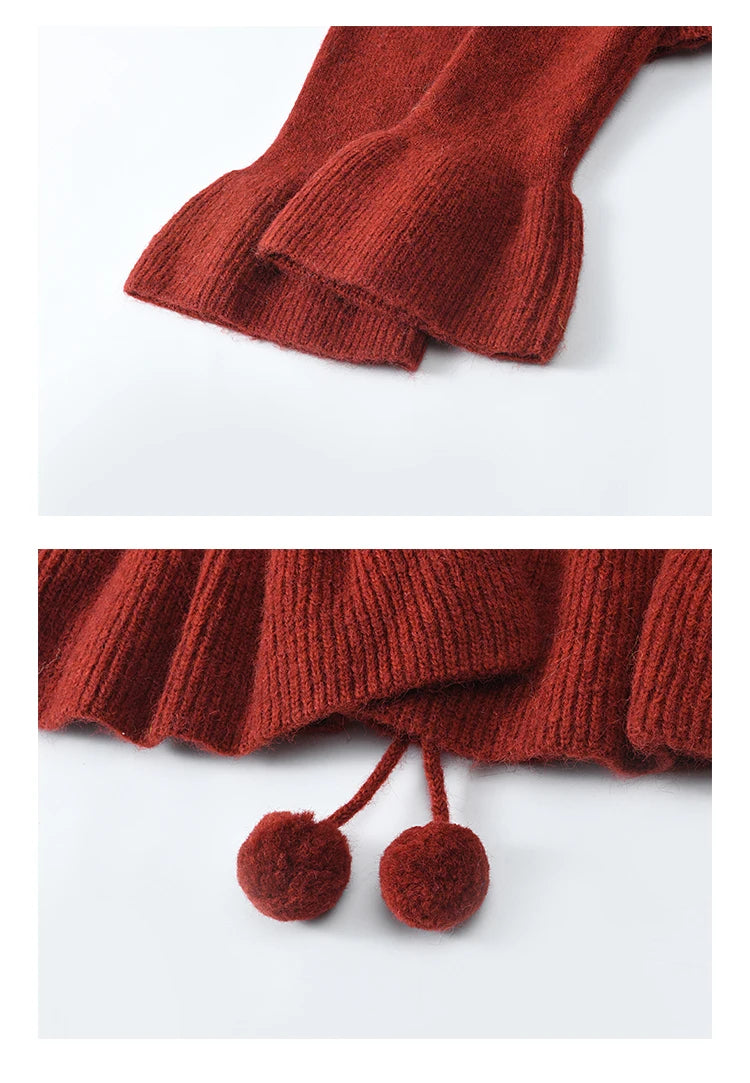 Mishow Pom-Pom Lace-Up Cardigan & Ruffle Strap Dress Set MXD59L2133