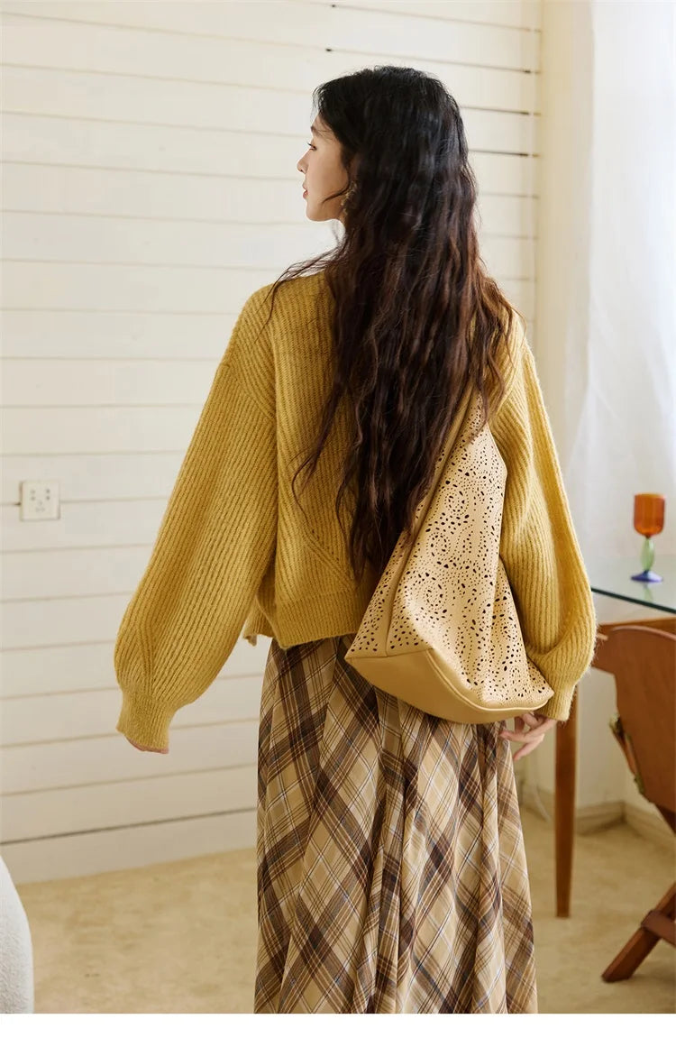 Mishow Yellow V-Neck Cardigan & Slim Camisole Set MXE45T0742