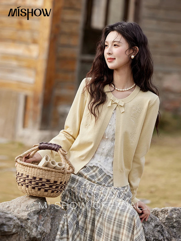 Mishow Iris Embroidery Bow Detail Cardigan MXE13Z1142