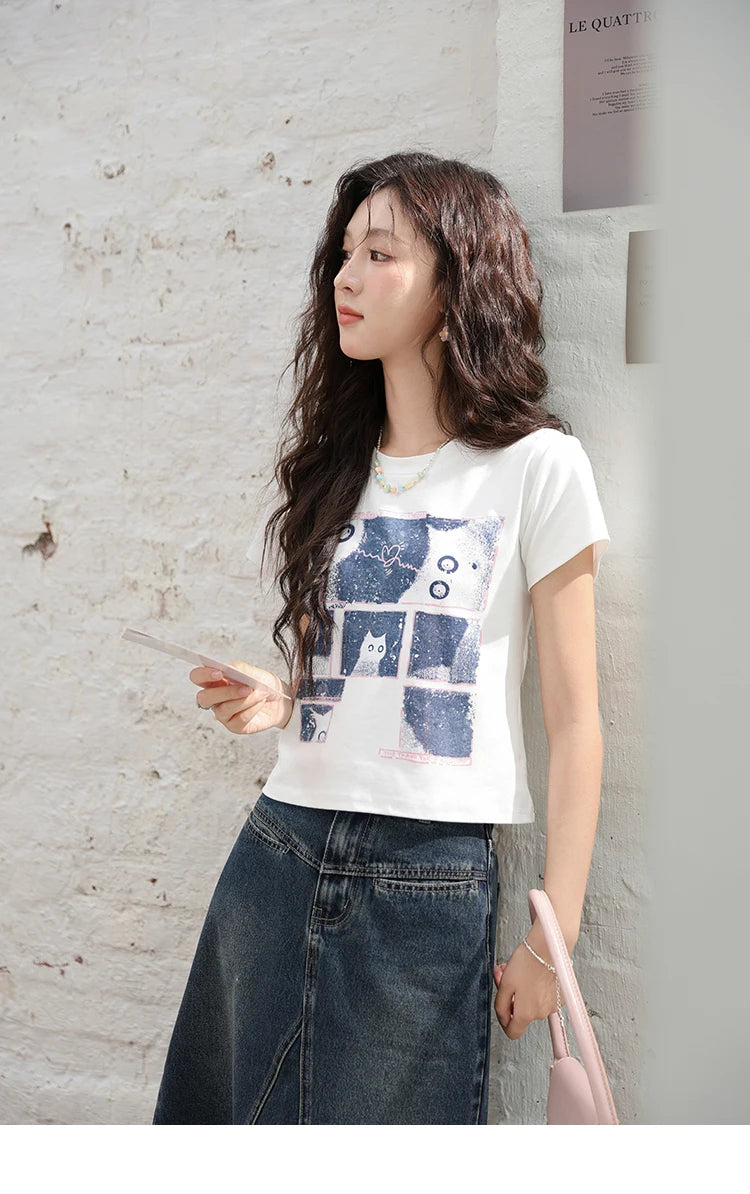 MISHOW Denim Fishtail Skirt Love Embroidered Pockets A-Line MXD28B0414