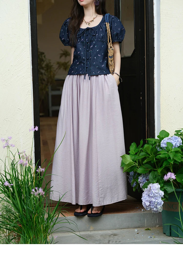 MISHOW Purple Pleated Skirt High Waist Pocket A-LINE MXE39B2366