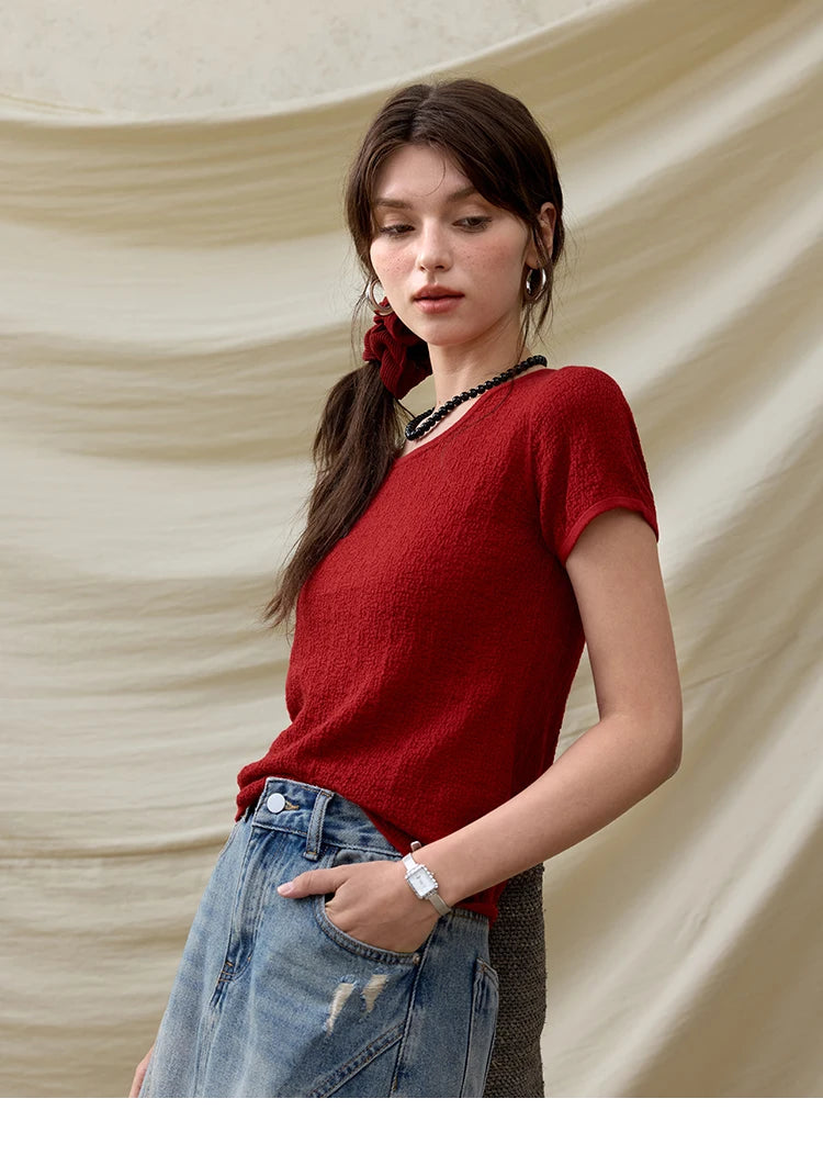Mishow Solid Slim Knit Office Tee MXE34Z1257
