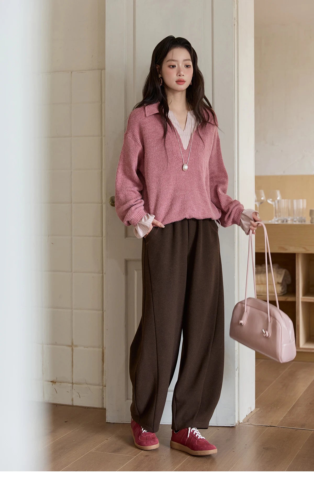 MISHOW Wide-Leg Pants Elastic Waist Pockets Comfortable MXE51K1093