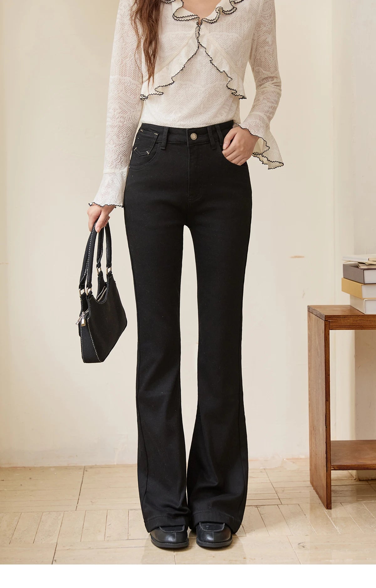 Mishow Vintage Black High Waist Flared Jeans MXE51K1098