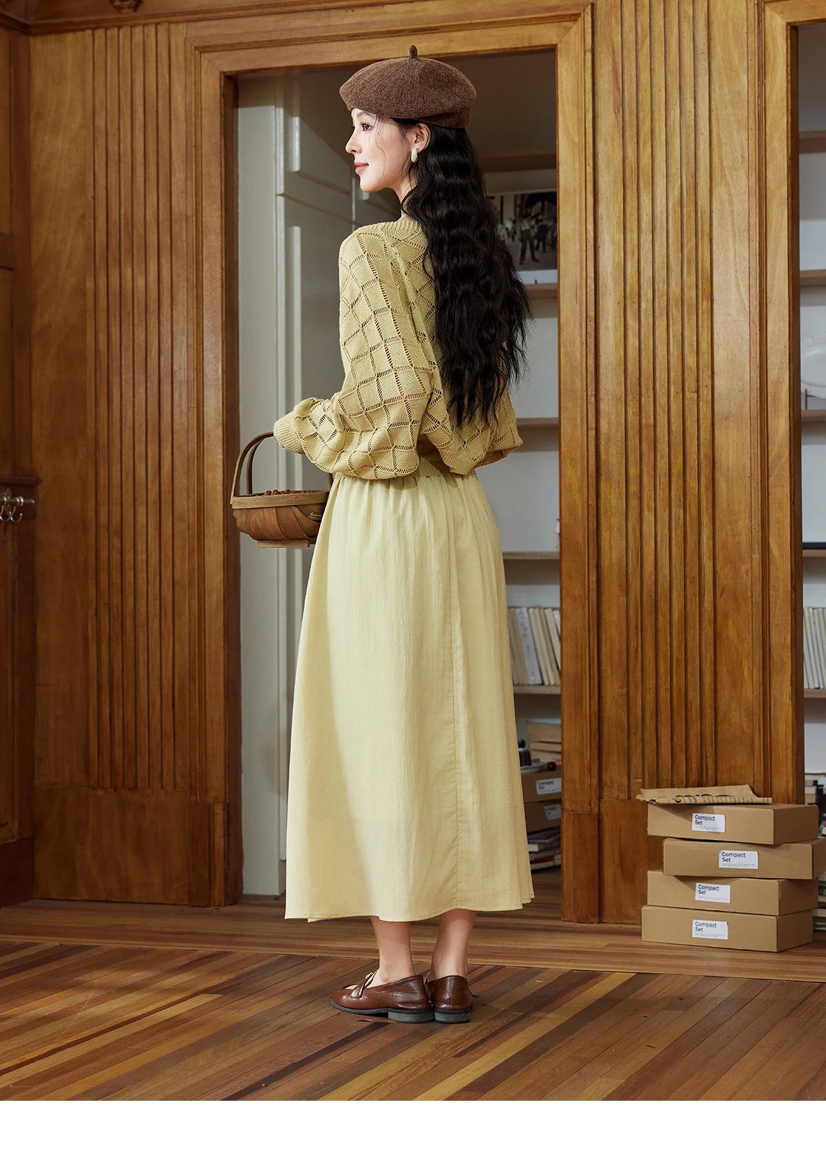 Mishow Hanging Neck Dress & Hollow Knit Cardigan Set MPD42L2040