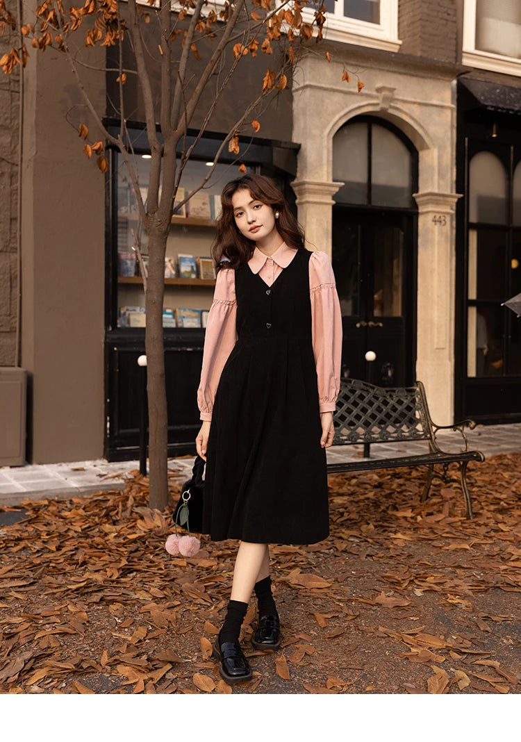 Mishow Corduroy V-Neck Sleeveless Strap Dress MXB43L1246
