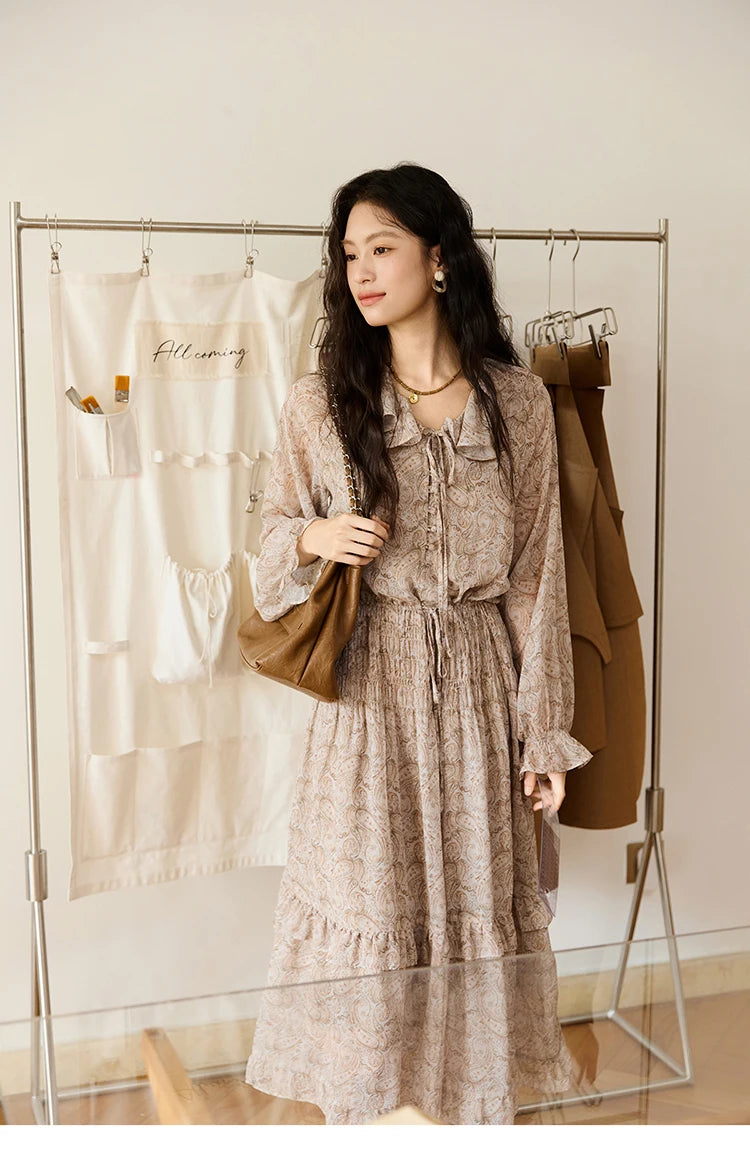 Mishow Cashew Flower Print Ruffled Tie Waist Dress MXE46L2520