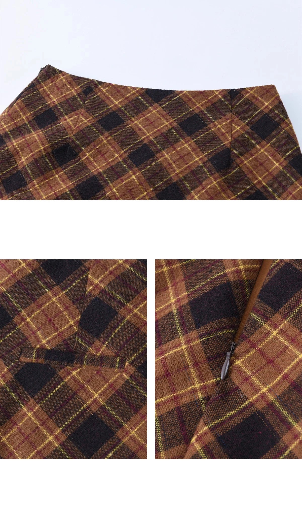 Mishow Retro Plaid Brushed High Waist Warm Skirt MXE91B2457