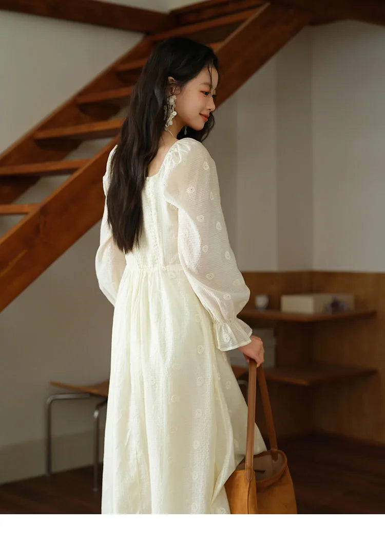 Mishow Cashew Flower Embroidered V-Neck Drawstring Dress MXE41L2387