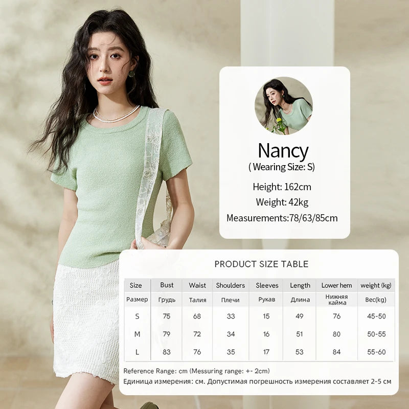 Mishow Back Hollow Pearl Button Knit Tee MXE13Z1072
