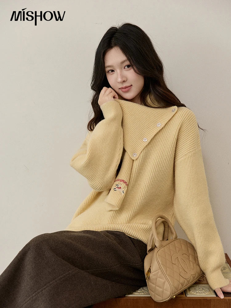 Mishow Yellow Sweater with Detachable Scarf MXE93Z2953