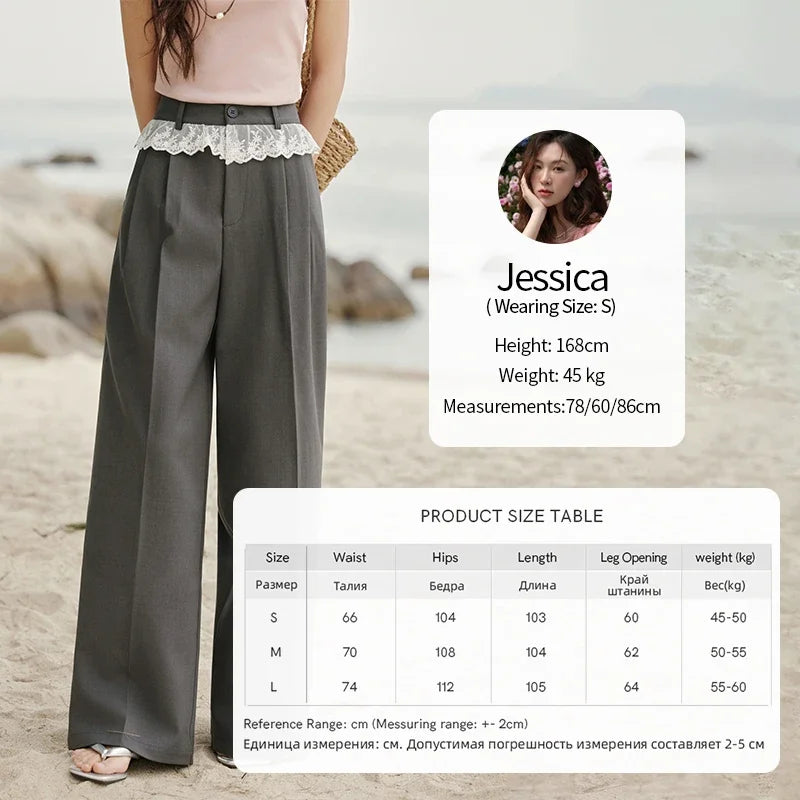 MISHOW Gray High Waist Wide Leg Pants Retro Office MXE32K0921