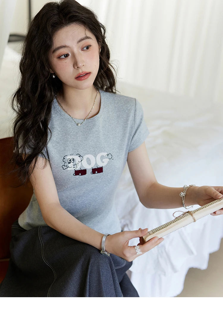Mishow Cartoon Print Round Neck Tee MXE13T0495