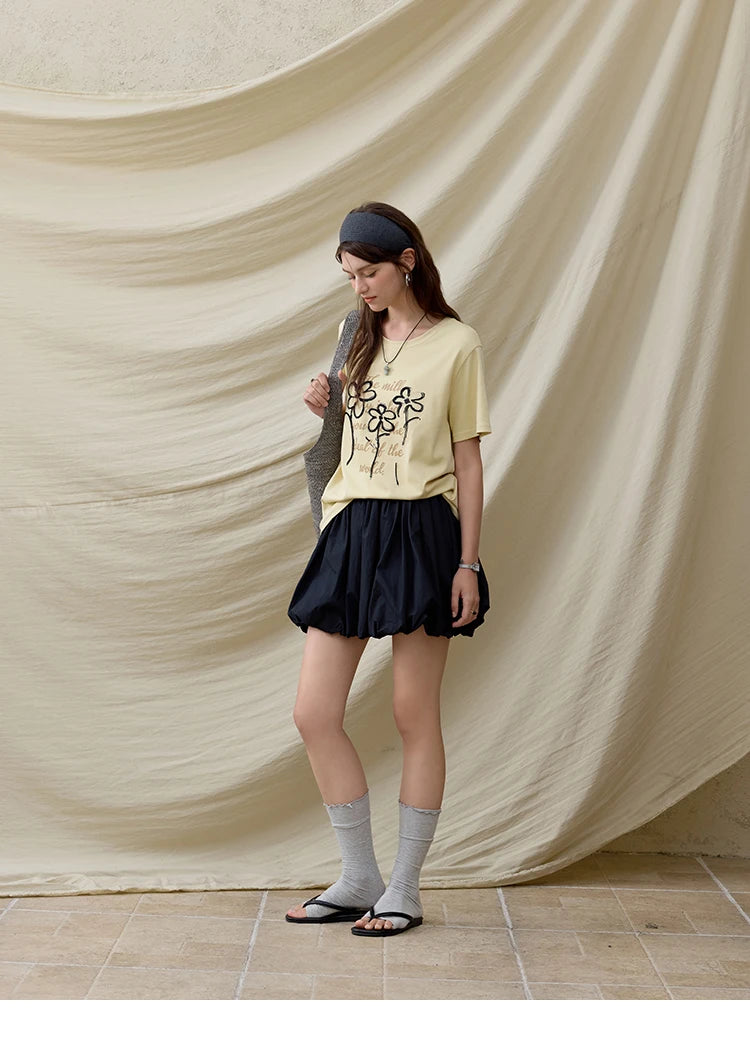 Mishow Embroidered Flower Round Neck Tee MXE33T0498