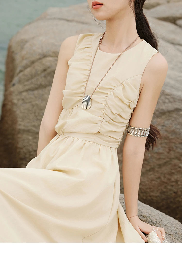 Mishow Solid Sleeveless Belted Office Dress MXE31L2188