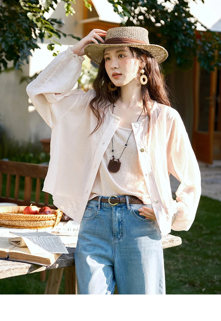 MISHOW Two Piece Shirt Set Tank Top Sunshade Button MXE39T0689