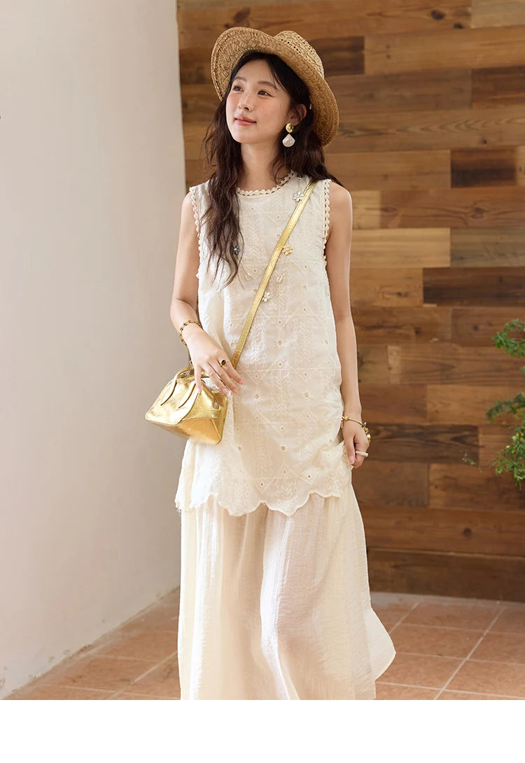 Mishow French Embroidery Fake Two-Piece Vest Dress MXE34L2311