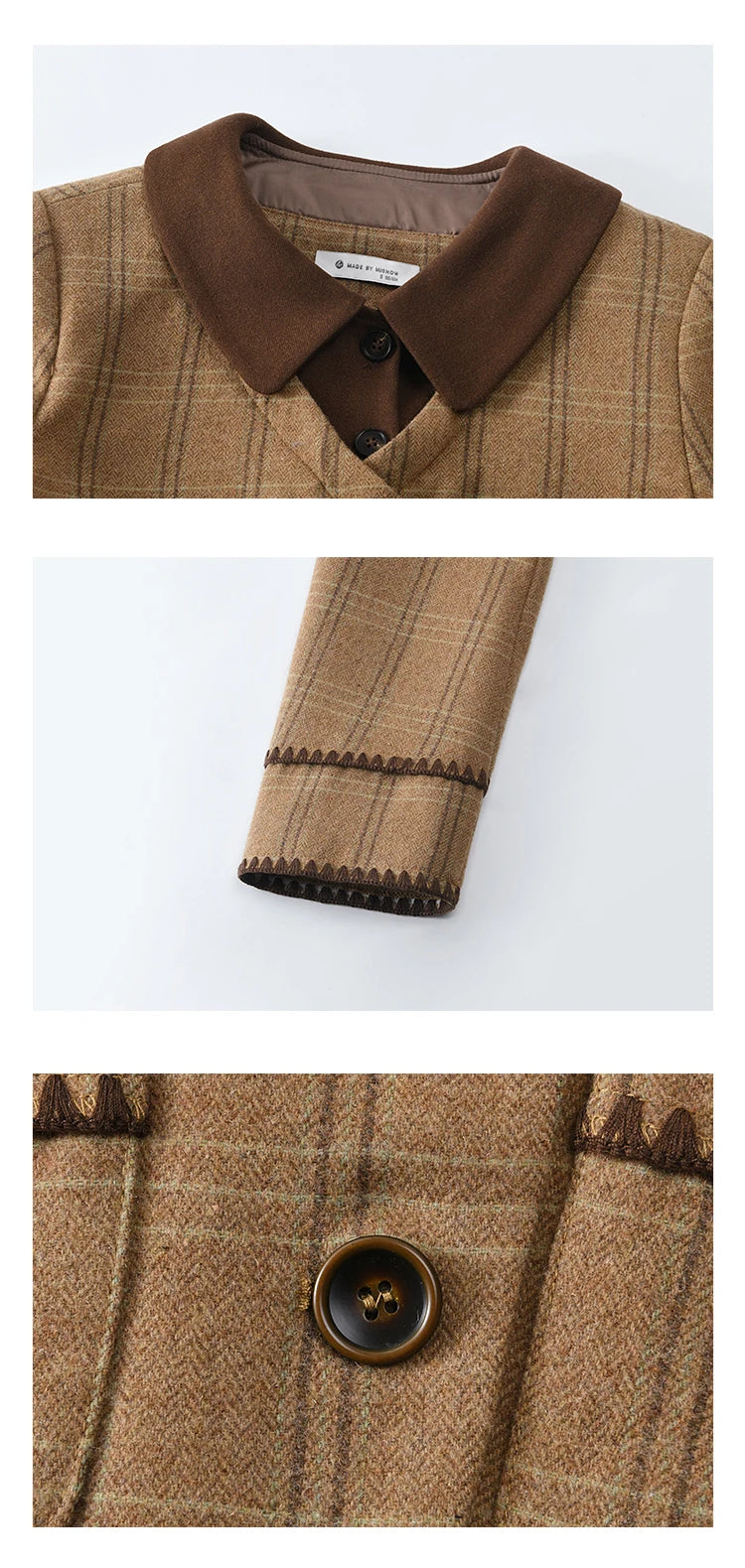 Mishow Plaid Tweed Jacket & Pleated Midi Skirt Set MXD46W0460
